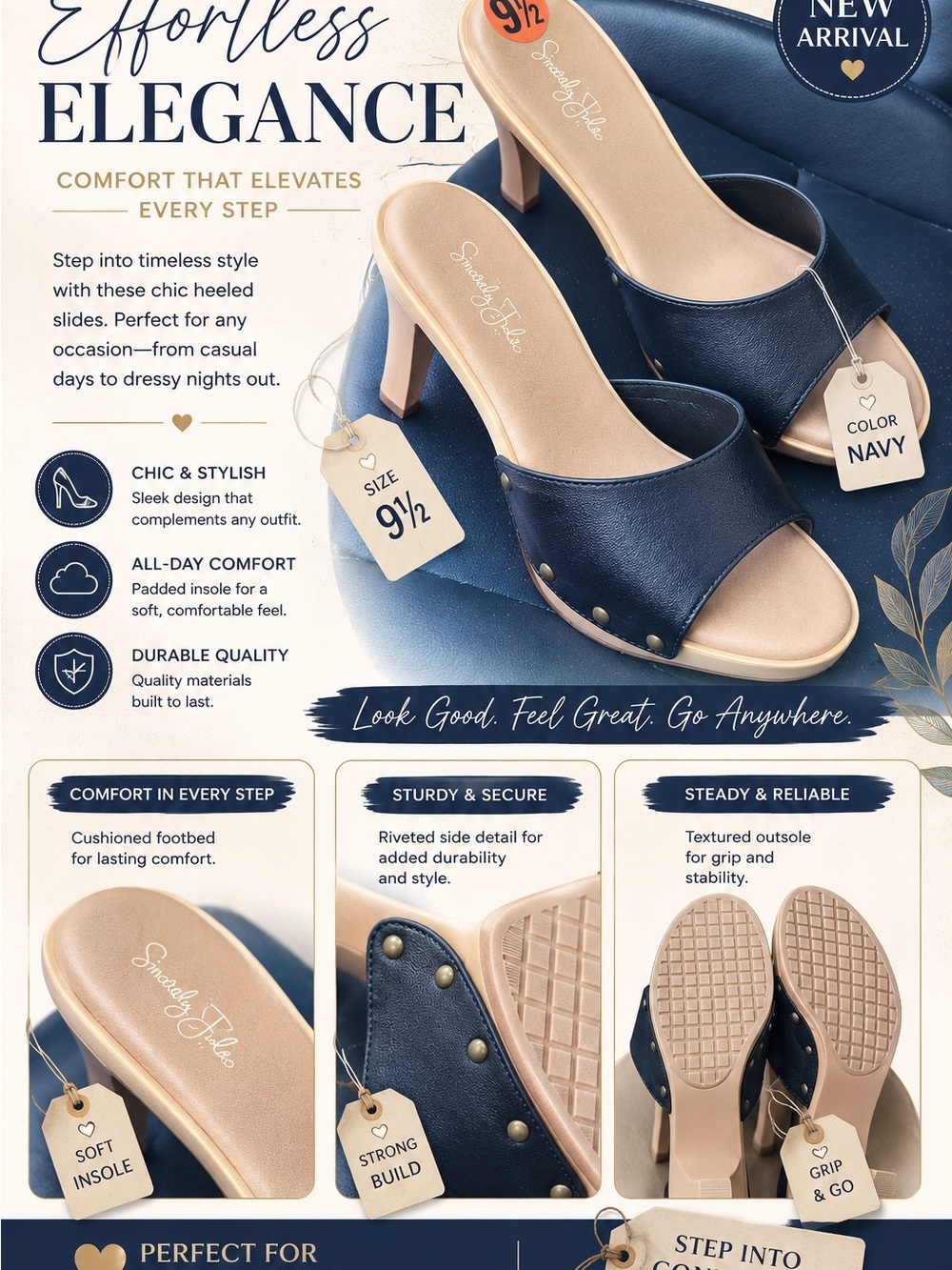 Sincerely Jules Size 9.5 Women’s Heeled Slides - Comfort Heel Slides by Sincerly